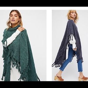 Free People Honey Bear Fringe Poncho/Kimono